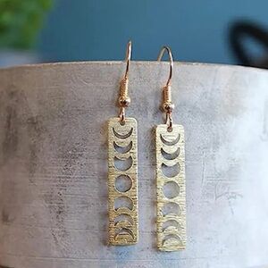 Gold-Toned Moon Phases Dangle Earrings